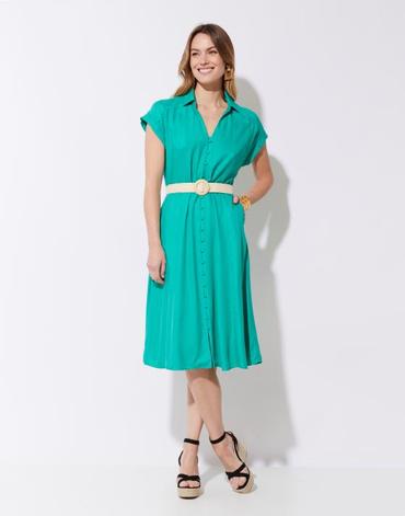 Robe midi unie vert femme