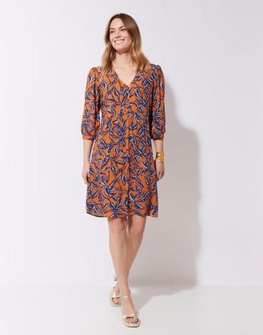 Robe courte imprimée bleu femme