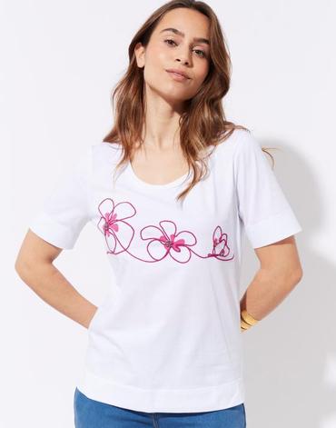 t-shirt manches courtes uni rose femme