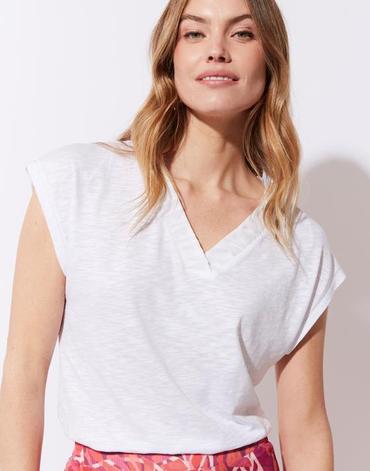 t-shirt manches courtes uni blanc femme