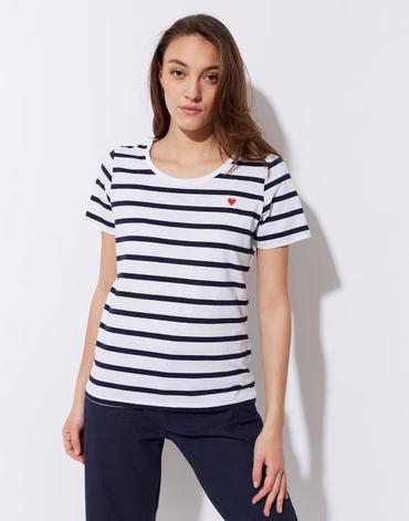 Tee-shirt marinière manches courtes 100% coton rayée marine femme offre à 29,99€ sur Jacqueline Riu