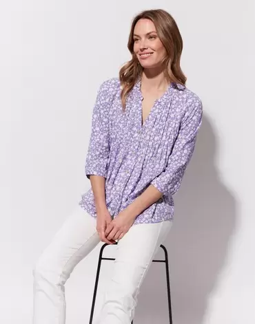 Blouse manches 3/4 imprimée mauve femme offre à 49,99€ sur Jacqueline Riu