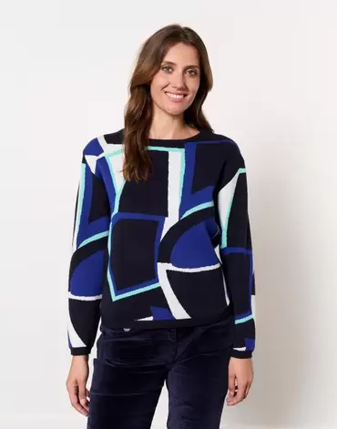 Pull épais jacquard marine femme offre à 59,99€ sur Jacqueline Riu