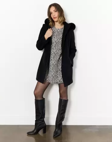 Manteau mi-long uni noir femme offre à 189,99€ sur Jacqueline Riu