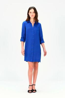 Chemise casilda 100% lin bleu turquoise femme