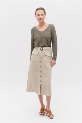 Jupe agnes 100% lin taupe femme