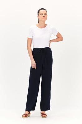 Pantalon pigment 100% lin bleu marine femme