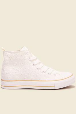 tennis montantes broderie ecru femme