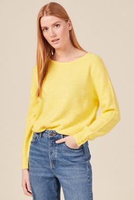 pull éco-responsable jaune fluo femme