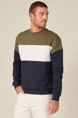 sweat manches longues col rond taupe homme