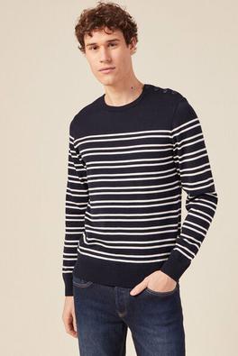 Pull manches longues bleu marine homme