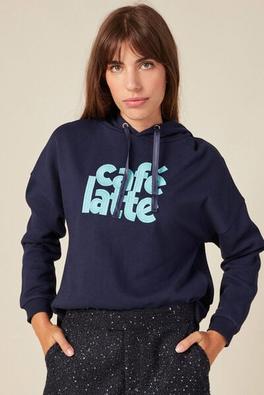 sweat à capuche bleu marine femme