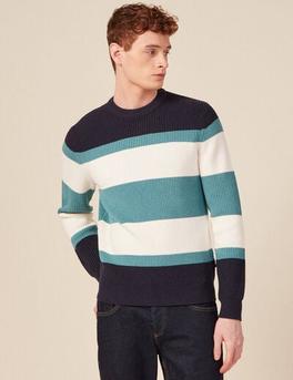 Pull éco-responsable bleu pétrole homme offre à 19,99€ sur Bonobo