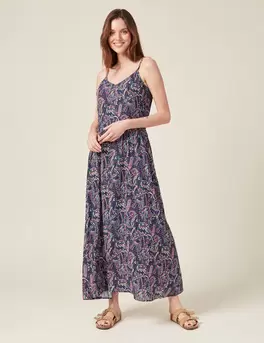 Robe longue droite à bretelles bleu femme offre à 25€ sur Bonobo