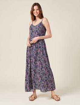 Robe longue droite à bretelles bleu femme offre à 23,99€ sur Bonobo