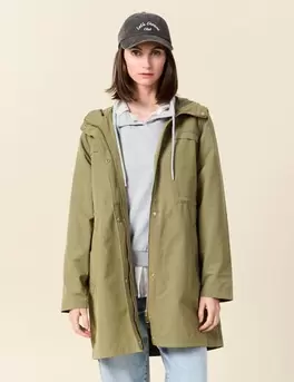 Parka longue à capuche vert kaki femme offre à 47,99€ sur Bonobo