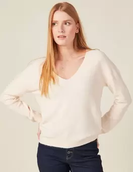 Pull manches longues ecru femme offre à 39,99€ sur Bonobo