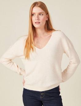 Pull manches longues ecru femme offre à 23,99€ sur Bonobo