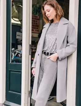 Manteau oversize long gris femme offre à 129,99€ sur Bonobo