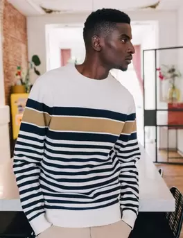 Pull éco-responsable ecru homme offre à 39,99€ sur Bonobo