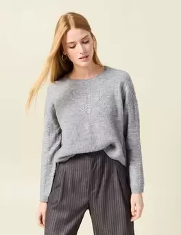 Pull manches longues gris clair femme offre à 31,99€ sur Bonobo