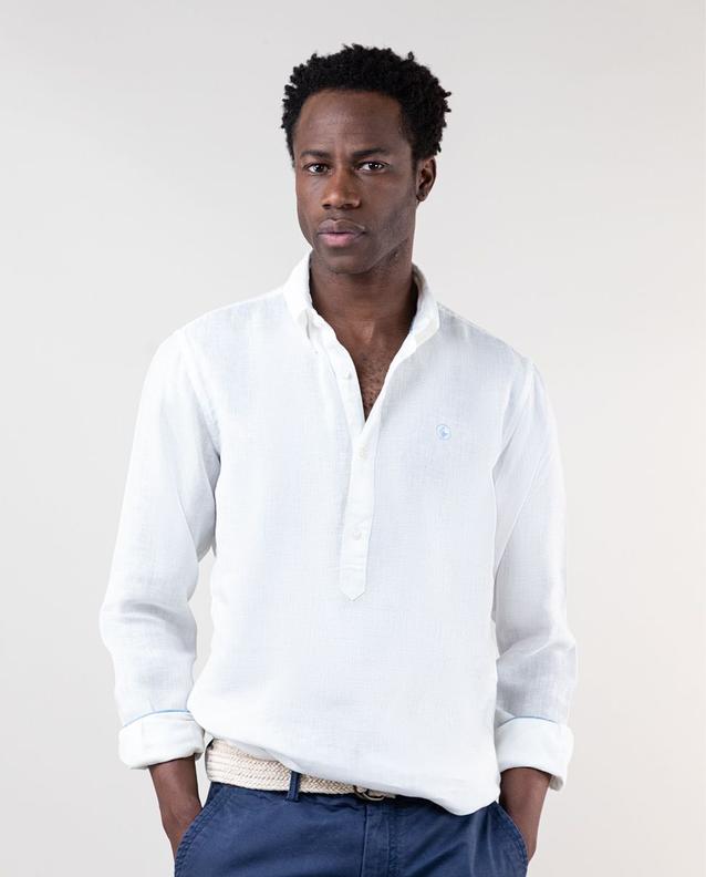 Chemise Polo Lin Blanc offre à 79,9€ sur El Ganso