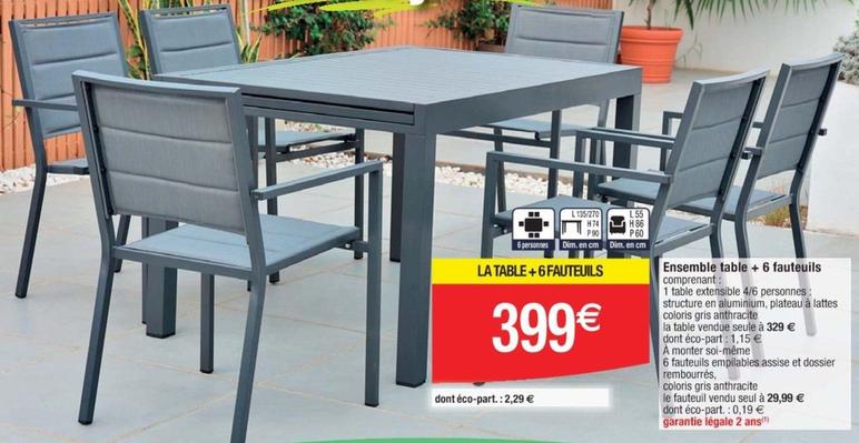 Ensemble Table + 6 Fauteuils offre à 399€ sur Cora