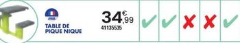 Table de Pique Nique offre à 34,99€ sur JouéClub