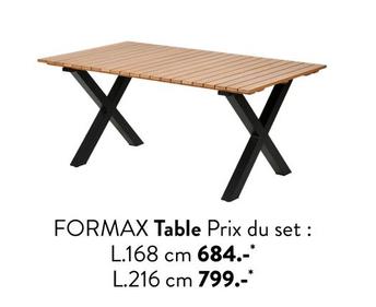 Formax - Table Prix Du Set offre à 684€ sur Casa