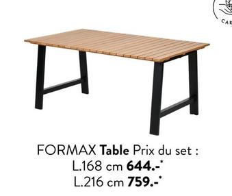 Formax - Table Prix Du Set offre à 644€ sur Casa