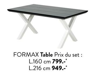 Formax - Table Prix Du Set offre à 799€ sur Casa