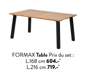 Formax - Table Prix Du Set offre à 604€ sur Casa