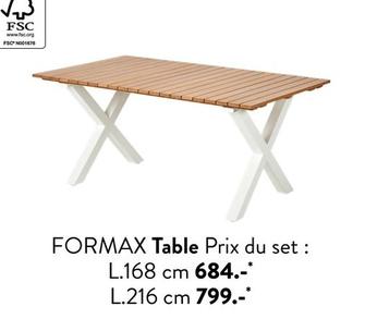 Formax - Table Prix Du Set offre à 684€ sur Casa
