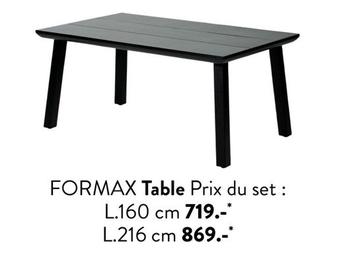 Formax - Table Prix Du Set offre à 719€ sur Casa