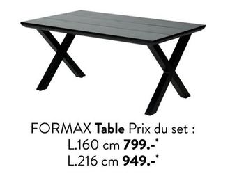 Formax - Table Prix Du Set offre à 799€ sur Casa