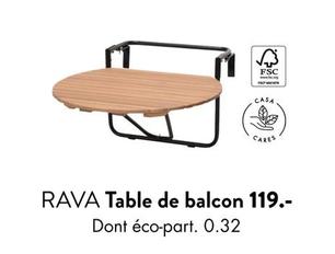 Rava - Table De Balcon offre à 119€ sur Casa