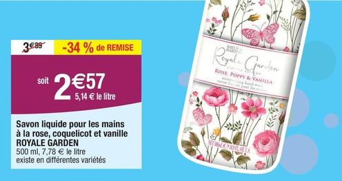 Royale Garden - Savon Liquide Pour Les Mains À La Rose, Coquelicot Et Vanille offre à 2,57€ sur Migros France