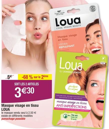 Loua - Masque Visage En Tissu offre à 3,3€ sur Migros France