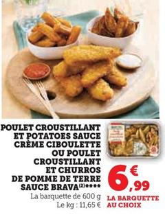 Poulet Croustillant Et Potatoes Sauce Crème Ciboulette Ou Poulet Croustillant Et Churros De Pomme De Terre Sauce Brava