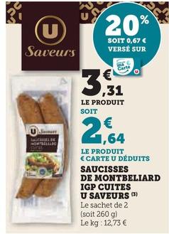 U Saveurs - Saucisses De Montbeliard IGP Cuites