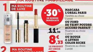 L'oréal - Paris Mascara Ou Fond De Teint Poudre Accord Parfait Ou Rouge A Levres Color Riche