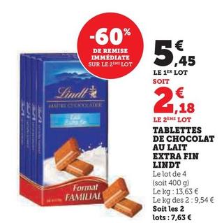 Lindt - Tablettes De Chocolat Au Lait Extra Fin