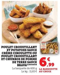 Poulet Croustillant Et Potatoes Sauce Creme Ciboulette Ou Poulet Croustillant Et Churros De Pomme De Terre Sauce Brava 