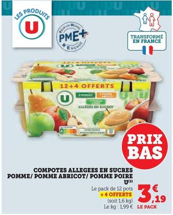 Compotes Allegees En Sucres Pomme/pomme Abricot/ Pomme Poire