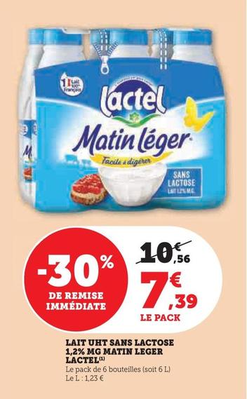 Lactel - Lait Uht Sans Lactose 1,2% Mg Matin Leger