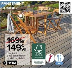 Hyba - Set Table Et 4 Chaises Balcon Bali offre à 149,99€ sur Carrefour