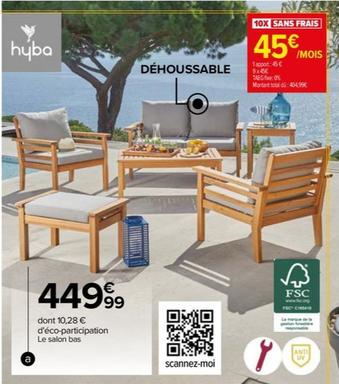 Hyba - Salon Bas 4 Places Bali offre à 449,99€ sur Carrefour