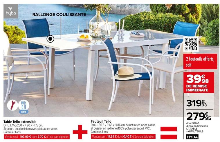 Fauteuil Tello - Jardin  offre à 279,95€ sur Carrefour Market
