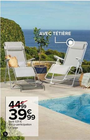 Fauteuil Relax Verone offre à 39,99€ sur Carrefour Market