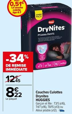 Huggies - Couches Culottes Drynites offre à 8,22€ sur Carrefour Market